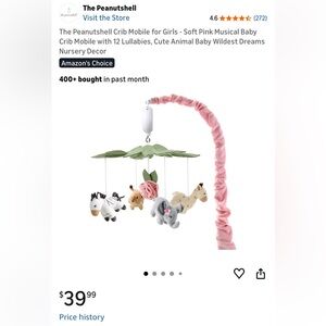 The Peanutshell Pink and Green Baby Crib Mobile